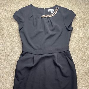 Black midi dress with chain detail